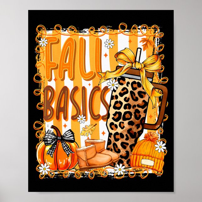 Poster Preppy Fall Basics Coquette Bow Pumpkin Autumn Wom (Devant)