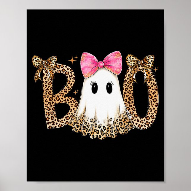 Poster Preppy Ghost Boo,leopard Soky Coquette,halloween F (Devant)
