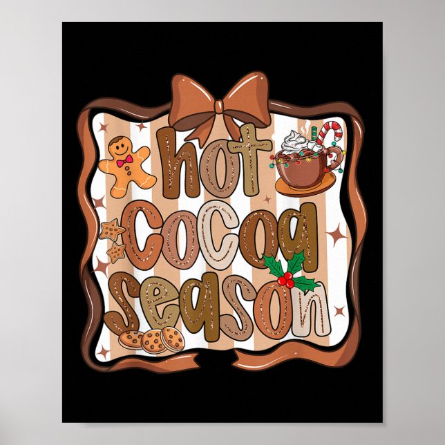 Poster Preppy Hot Cocoa Season Cookie Gingerbread Bow Xma (Devant)