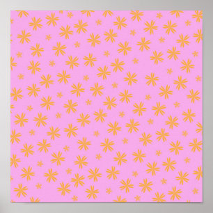 Poster Preppy Orange Rose Hippie Motif