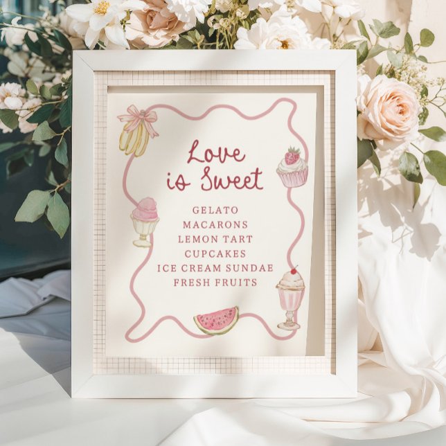 Poster Préppy Pastel Pink Stripes Dessert Bar (Créateur téléchargé)