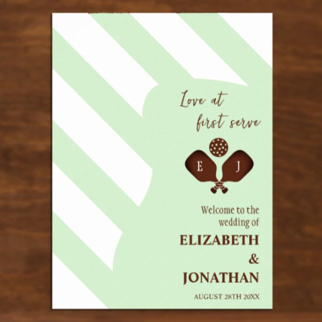 Poster Preppy Pickleball Stripes Wedding (Créateur téléchargé)