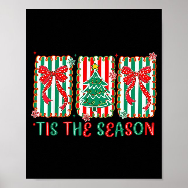 Poster Preppy Tis The Season Xmas Tree Coquette Bow Chris (Devant)