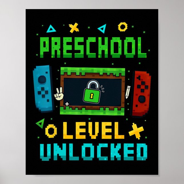 Poster Preschool Level Unlocked Ck To School Pixel Art Ga (Devant)