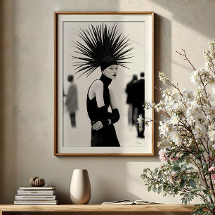 Poster Présence Iconique : Mode Monochrome Avant-Garde