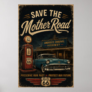 Poster Préservation d'une station-service vintage de la r