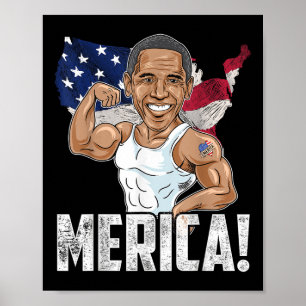Poster Président Barack Obama 4 juillet Merica Drôle Pa