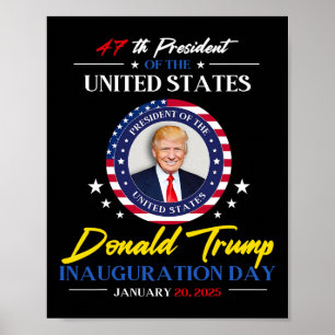 Poster Président Donald Trump Jour d'investiture 2025 47e