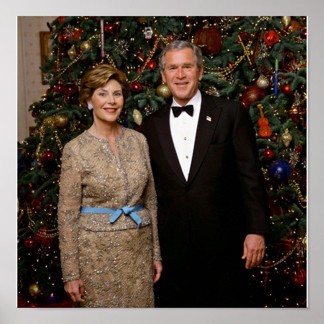 Poster Président George Bush, Laura Christmas Maison Blan (Devant)