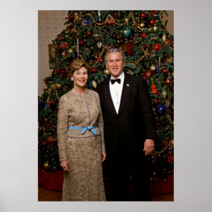Poster Président George Bush, Noël Laura à la Maison Blan