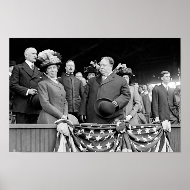 Poster Président Taft and Nellie Taft At Baseball Game (Devant)