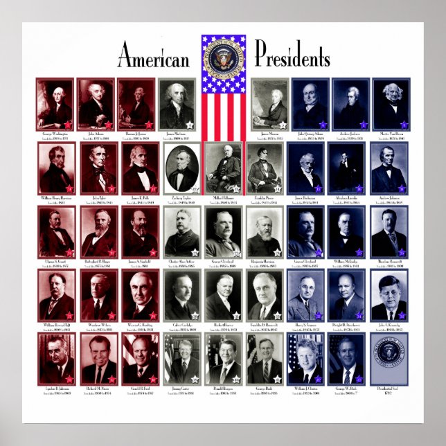 POSTER PRÉSIDENTS DES ÉTATS-UNIS BLANC C/566 (Devant)
