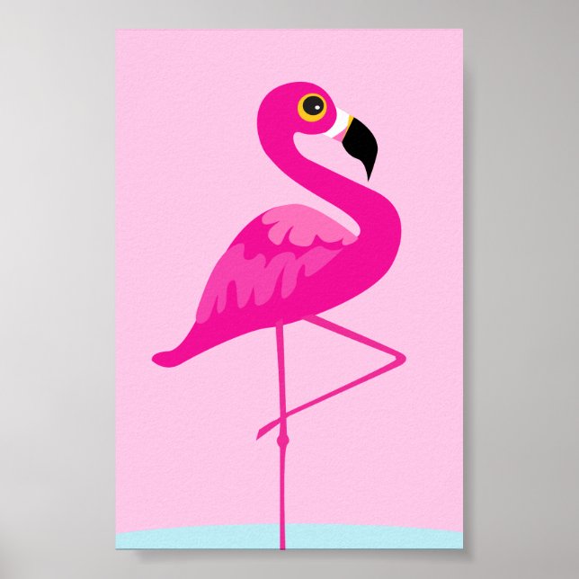 Poster Presse graphique flamingo rose (Devant)