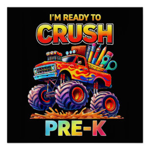 Poster Prêt à écraser le camion monstre pré-maternelle de
