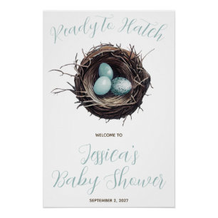 Poster Prêt à porter, nid d'oiseaux, accueil Baby shower