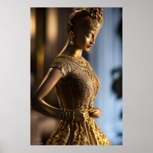 Poster Prêt - Statue en bronze - AI Imaginaire Portrait d