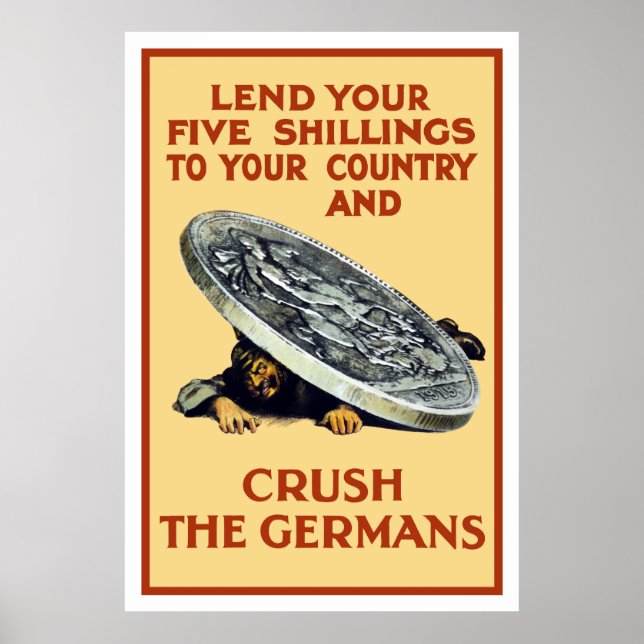 Poster Prêtez Vos Shillings — Écrasez Les Allemands (Devant)