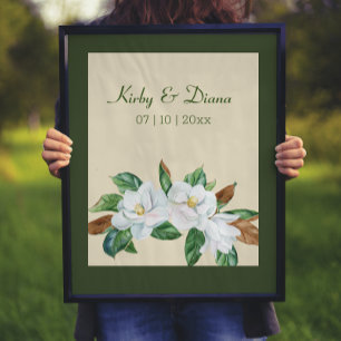 Poster Pretty Magnolia Bouquet Mariage Sign Print