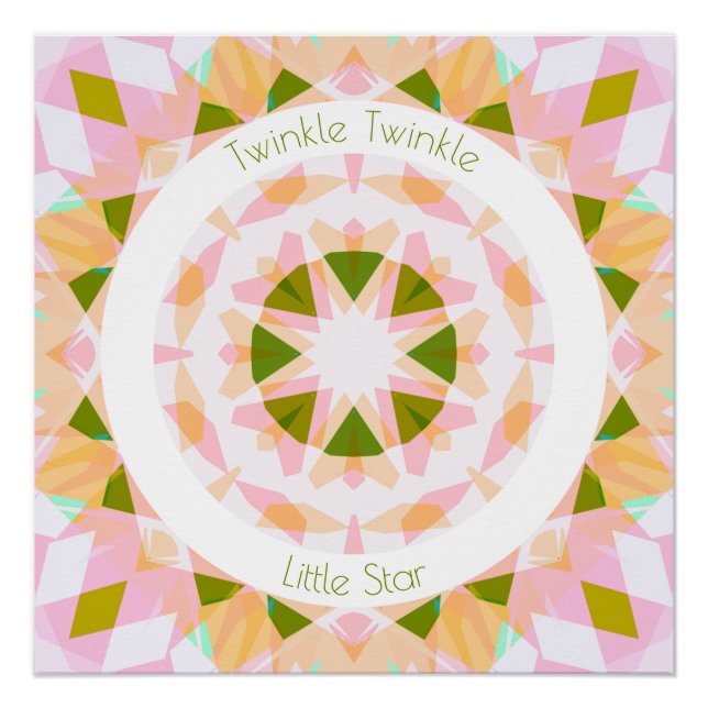 Poster Pretty Rose Green Twinkle Little Star Baby Nursery (Devant)