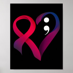 Poster Prévention du suicide Coeur Semicolon Santé mental