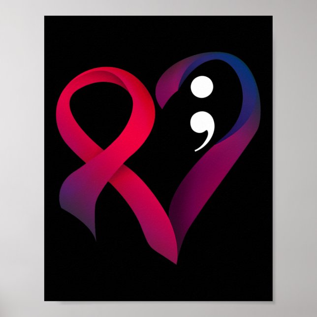 Poster Prévention du suicide Coeur Semicolon Santé mental (Devant)