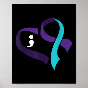 Poster Prévention du suicide Coeur Semicolon Santé mental