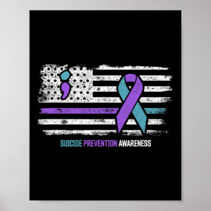 Poster Prévention du suicide drapeau américain Sensibilis