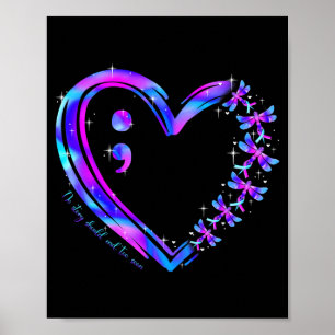 Poster Prévention du suicide Ruban sarcelle Cœur violet