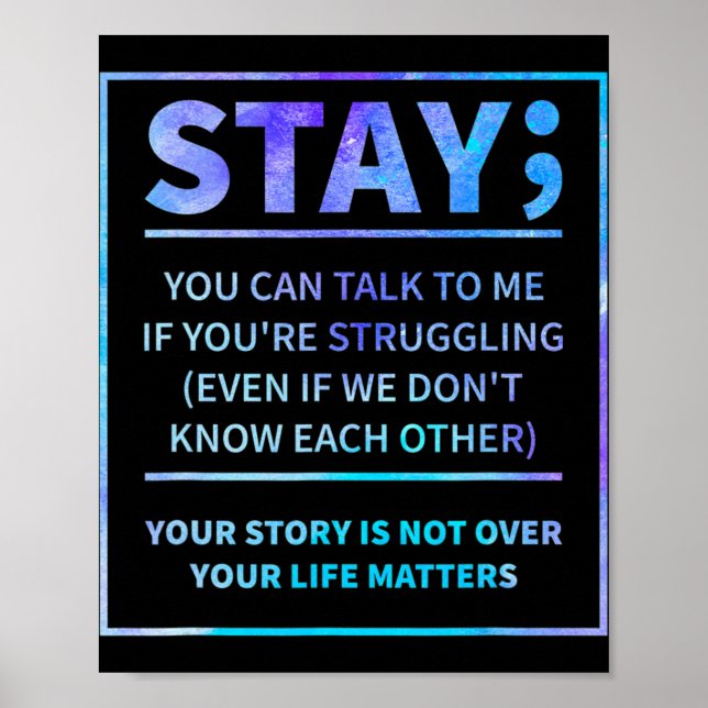 Poster Prévention du suicide Semicolon Santé mentale (Devant)