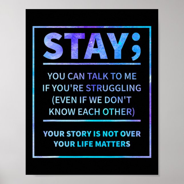 Poster Prévention du suicide Semicolon Santé mentale (Devant)