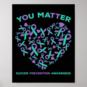 Poster Prévention du suicide Sensibilisation Turquoise Vi