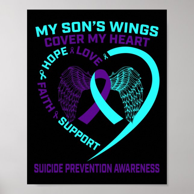 Poster Prévention du suicide turquoise et pourri Fils H (Devant)
