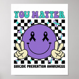 Poster Prévention du suicide Vous Problème Turquoise Purp