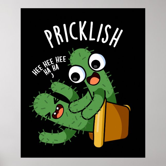 Poster Pricklish Funny Cactus Puns Dark BG (Devant)