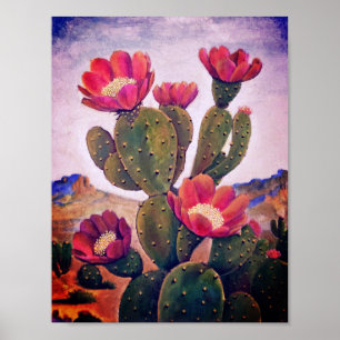 Poster Prickly Pear Cactus dans le désert de Sonoran