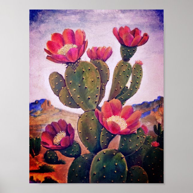 Poster Prickly Pear Cactus dans le désert de Sonoran (Devant)