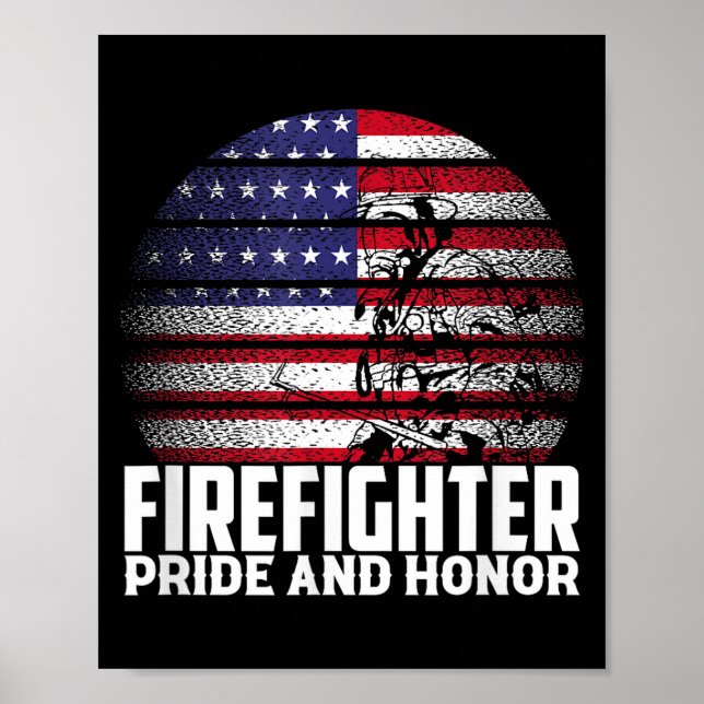 Poster Pride And Honor Fireman Gift Proud Firefighter Quo (Devant)