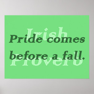 Poster Pride arrive avant une chute - proverbe irlandais