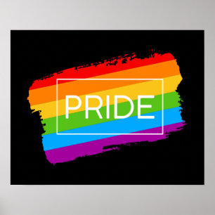 Poster Pride Brushstroke Rainbow
