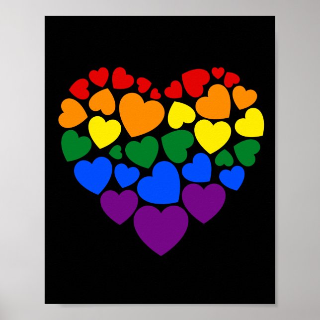Poster Pride- gay arc-en-ciel coeur de l'amour (Devant)