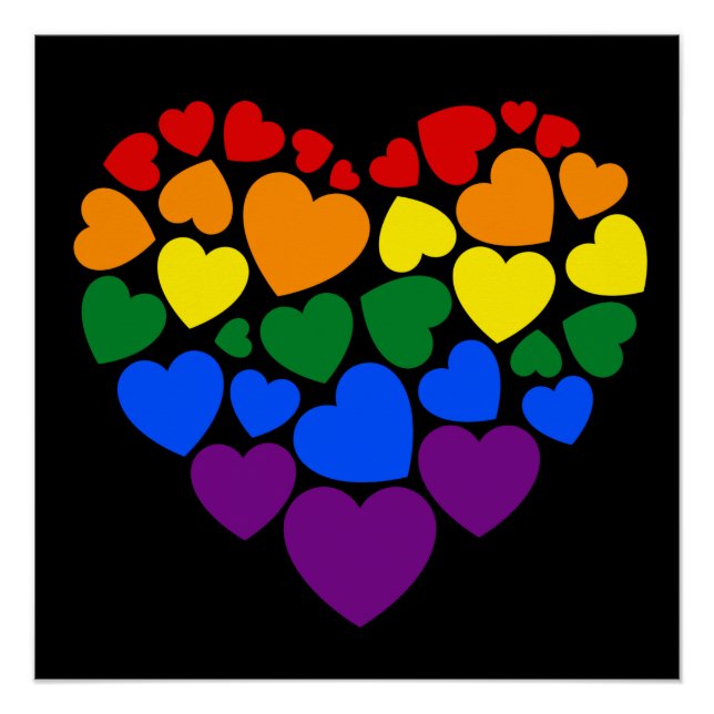 Poster Pride- gay arc-en-ciel coeur de l'amour (Devant)