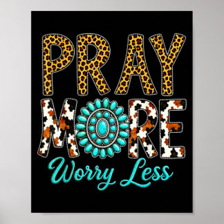 Poster Prier plus s'inquiéter moins Croix Turquoise Weste