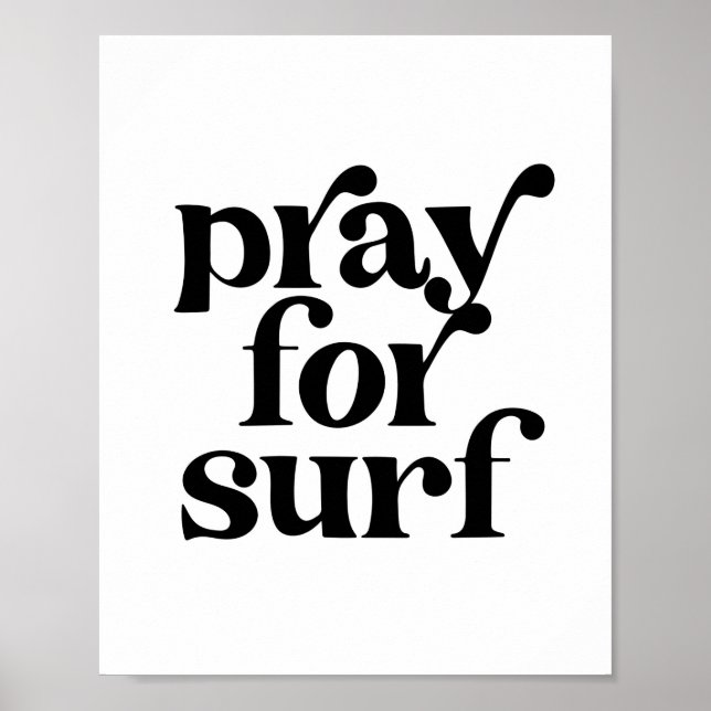 Poster Prier pour la police rétro Vintage Surf (Devant)