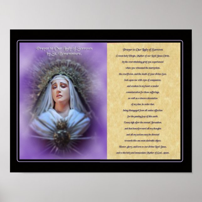 Poster Prière à Notre Dame des Douleurs. (Devant)