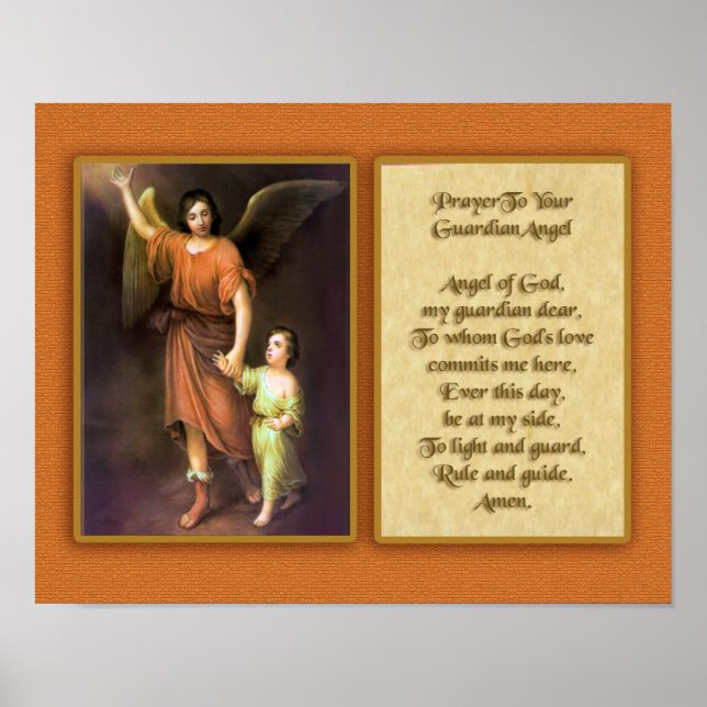 Poster Prière à votre ange gardien. (Devant)