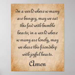 Poster Prière au repas des humbles coeurs