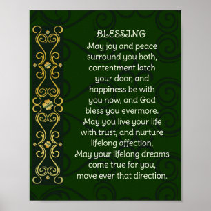Poster Prière Bénédiction Mariage irlandaise Gold Green D