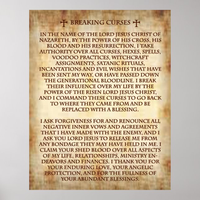 Poster Prière contraignante pour casser les maux. (Devant)