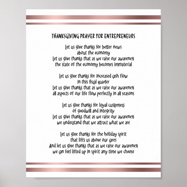 Poster Prière d'action de grâce pour les entrepreneurs (Devant)