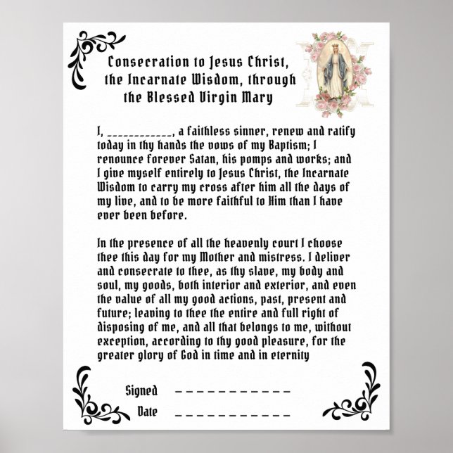 Poster Prière de consécration catholique à Jésus Vierge M (Devant)